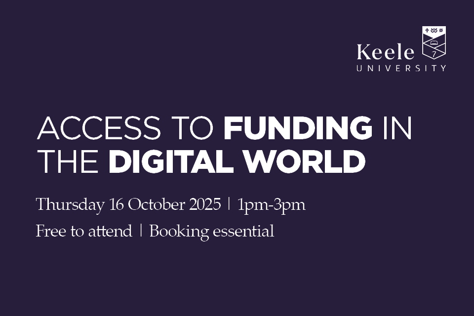 White text on a dark blue background. Text reads: Access to funding in the digital world